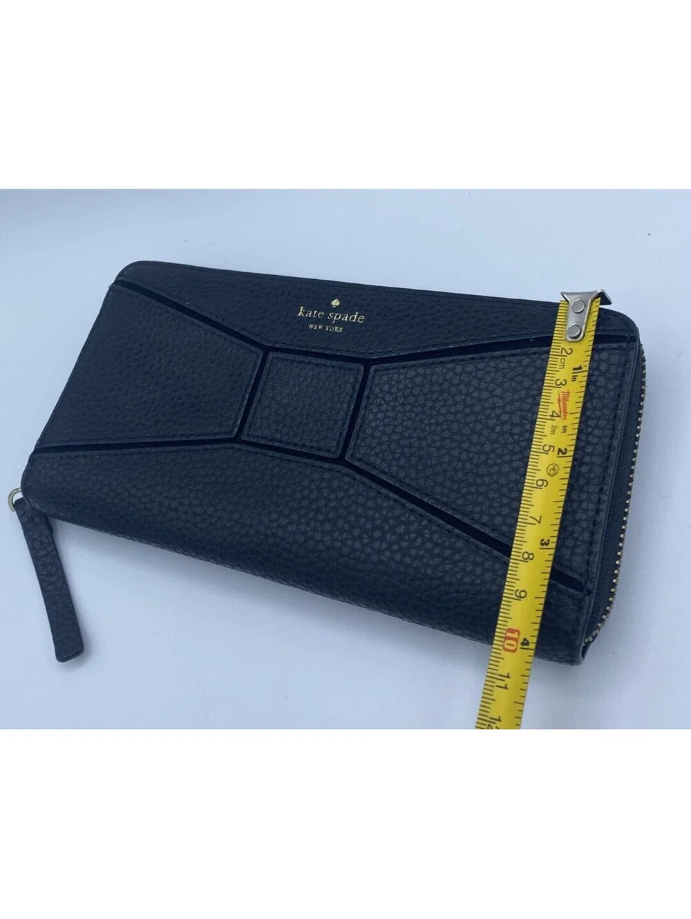 Kate Spade Neda Bridge Place Black Pebble Leather Wallet Multi Pockets